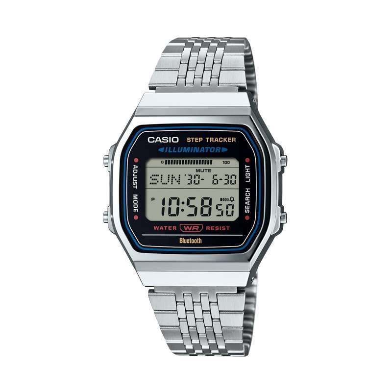 CASIO VINTAGE SILVER -BLUETOOTHÂ® SMARTPHONE LINK w. built-in accelerometer senses body movemen...