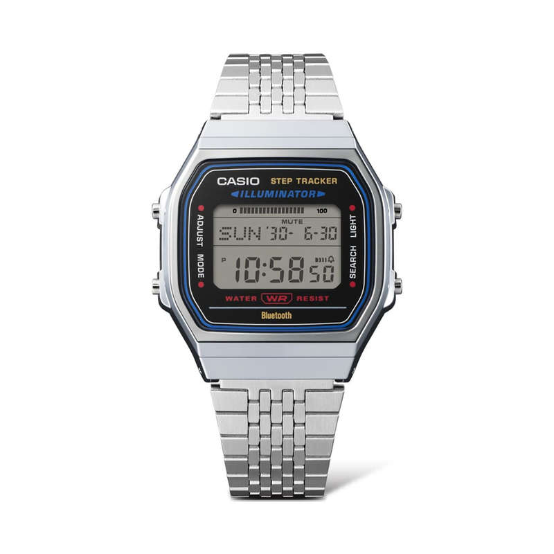 CASIO VINTAGE SILVER -BLUETOOTHÂ® SMARTPHONE LINK w. built-in accelerometer senses body movemen...