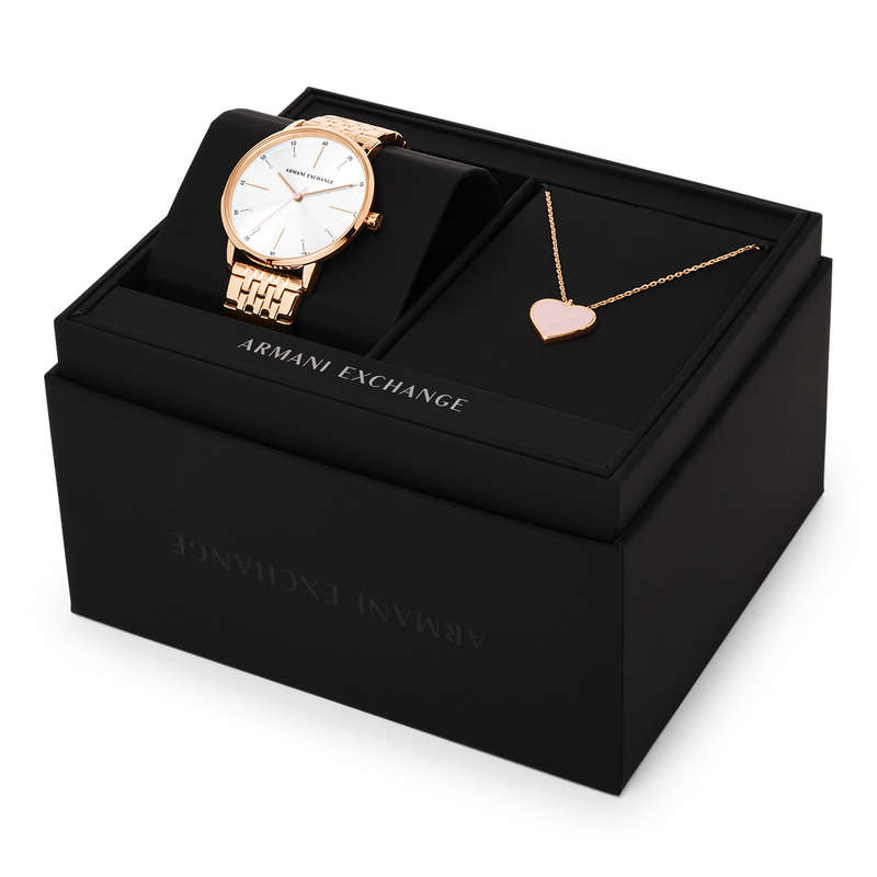 A|X Armani Exchange Women's Watch and Necklace Jewellery Set (AX7145SET) - Lola Collection
