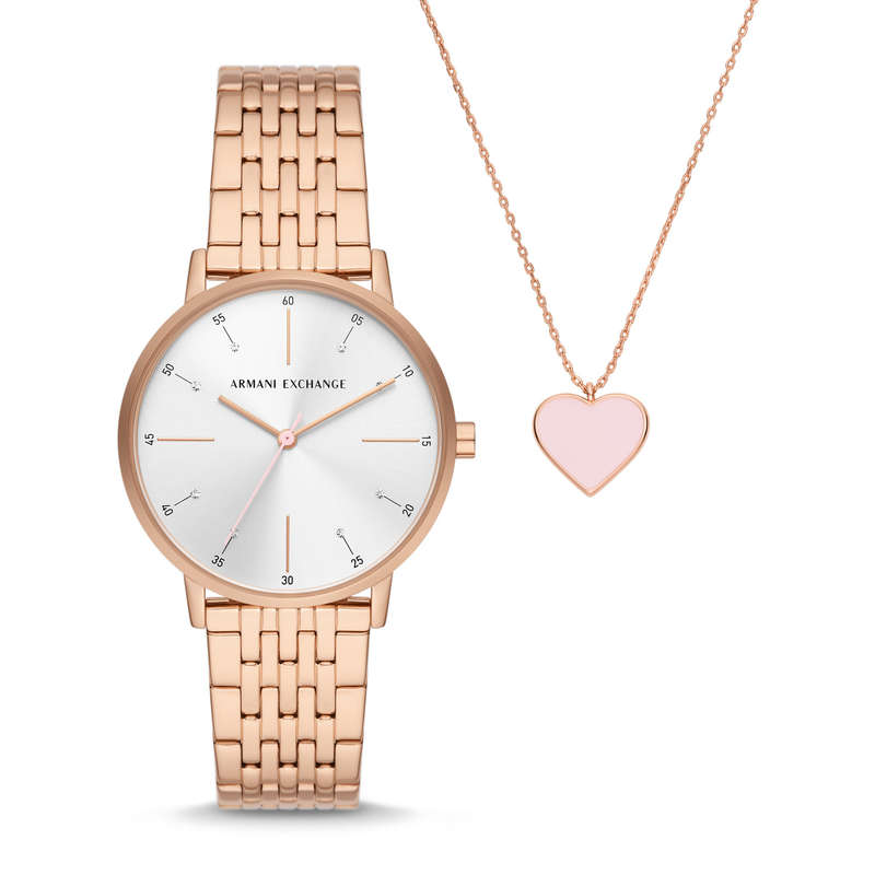 A|X Armani Exchange Women's Watch and Necklace Jewellery Set (AX7145SET) - Lola Collection