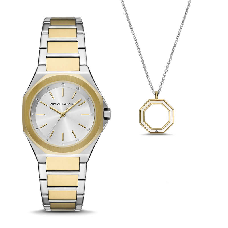A|X Armani Exchange Women's Watch and Necklace Jewellery Set (AX7161SET) - Andrea Collection