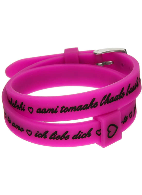 Il MEZZOMETRO I LOVE YOU SILVER BUCKLE EDITION - FUCHSIA - Bracciale in silicone/silicone bracele...