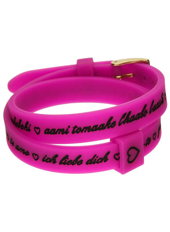 Il MEZZOMETRO I LOVE YOU GOLD BUCKLE EDITION - FUCHSIA - Bracciale in silicone/silicone bracelet ...
