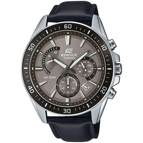 CASIO EDIFICE RETROGRADE CHRONOGRAPH XL LEATHER - TAN BLACK (EFR-552L-5AVUEF)