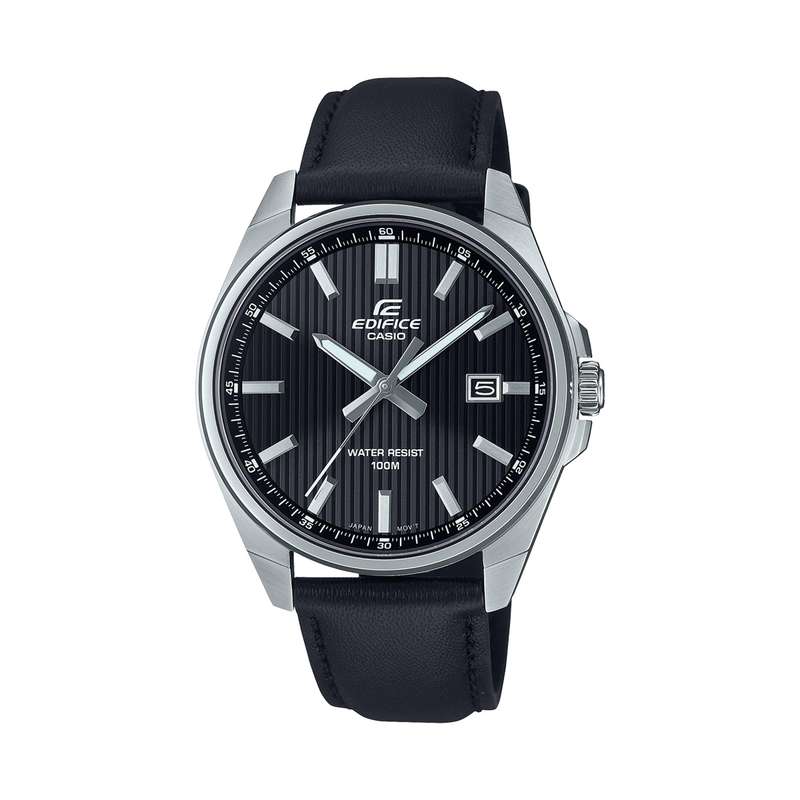 CASIO EDIFICE CLASSIC DATE - LEATHER, BLACK (EFV-150L-1AVUEF)