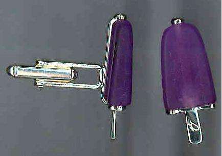 AMBROSINI JEWELS -  GEMELLI ARGENTO 925Â° ghiacciolo finitura bianca pietra viola (GG 02 01 07)