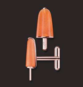 AMBROSINI JEWELS -  GEMELLI ARGENTO 925Â° ghiacciolo finitura rosÃ© pietra arancio (GG 02 02 03)