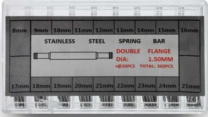 Spring Bars for Watch Bracelet repairs -  360 stain less spring bars in 18 sizes (width from 8mm ...