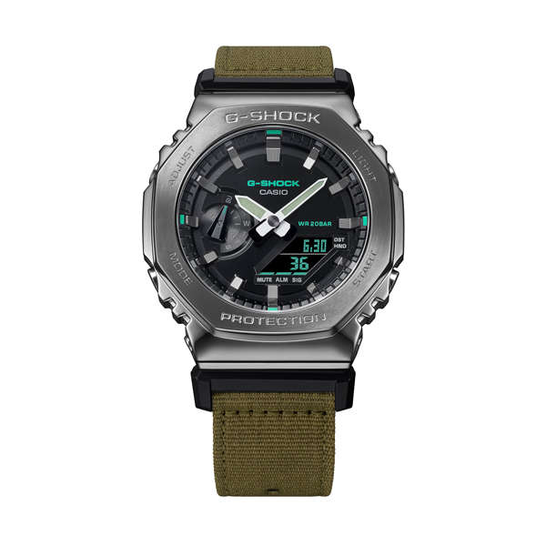 CASIO G-SHOCK OAK  METAL COVERED - UTILITY SERIE KHAKI GREEN (GM-2100CB-3AER)