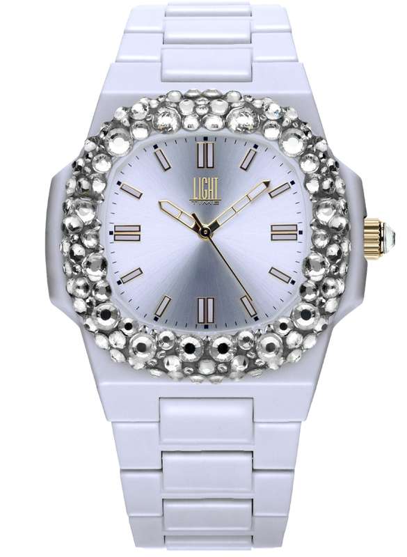 LIGHT TIME VELVET NAUTILUS - White Clear Strass (L512-BI-1)