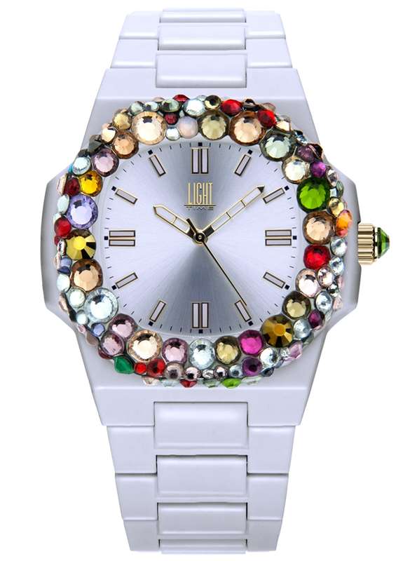 LIGHT TIME VELVET NAUTILUS - White Rainbow Strass (L512-BI-2)