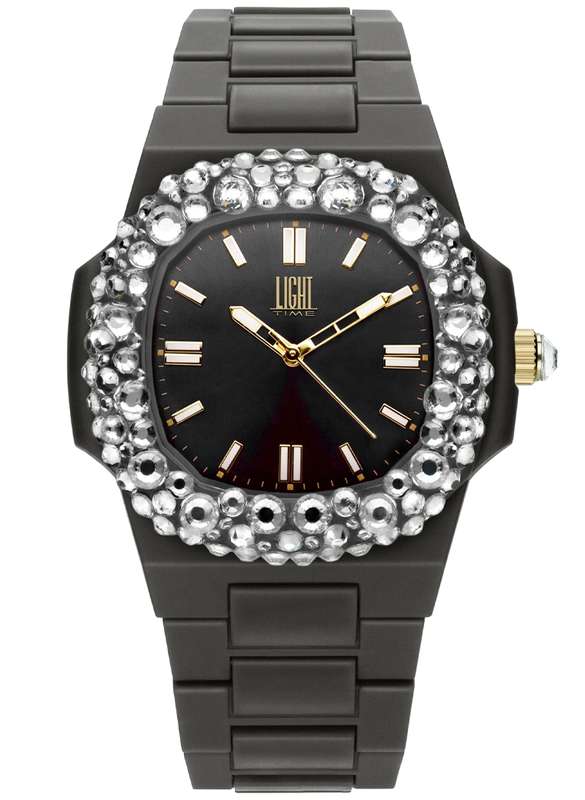 LIGHT TIME VELVET NAUTILUS - Black Clear Strass (L512-NE-1)