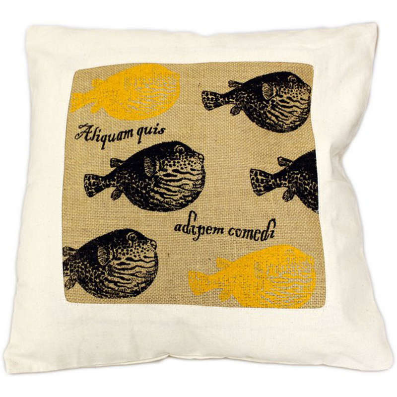 CUSCINI LETTERARI - Copricuscino in Juta lavata / Cotton pillow case  e Juta lavata ALIQUAM QUIS ...