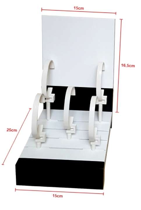 5 WATCHES DISPLAY 1 LEVEL 15X16.5 + 6 PLASTIC STANDS LACQUERED WOOD - MADE IN ITALY (MI1210)