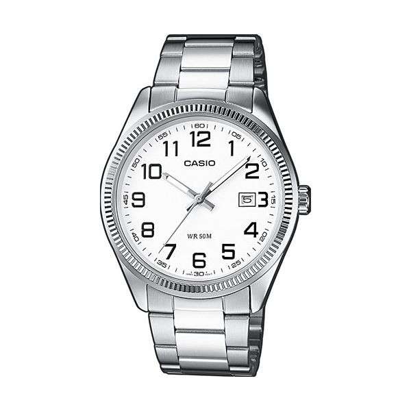 CASIO COLLECTION DATE - WHITE, ARAB NUMBERS (MTP-1302PD-7BVEF)