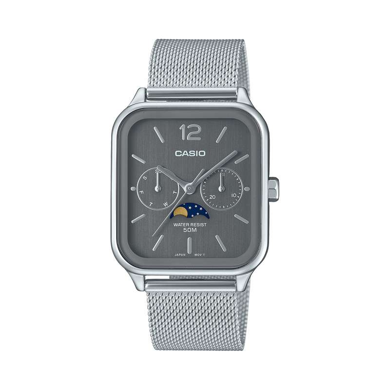 CASIO COLLECTION MOONPHASES - GREY MESH (MTP-M305M-8AVER)