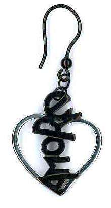 AMBROSINI JEWELS - ORECCHINI ARGENTO 925Â° cuore finitura bianca lucida scritta brunita (OC 01 ...