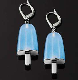 AMBROSINI JEWELS -  ORECCHINI ARGENTO 925Â°  ghiacciolo finitura bianca pietra azzurra medi (21...