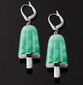 AMBROSINI JEWELS -  ORECCHINI ARGENTO 925Â°  ghiacciolo finitura bianca pietra verde medi (21x1...