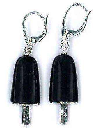 AMBROSINI JEWELS -  ORECCHINI ARGENTO 925Â°  ghiacciolo finitura bianca pietra nera medi (21x14...