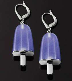 AMBROSINI JEWELS -  ORECCHINI ARGENTO 925Â°  ghiacciolo finitura bianca pietra viola medi(21x14...
