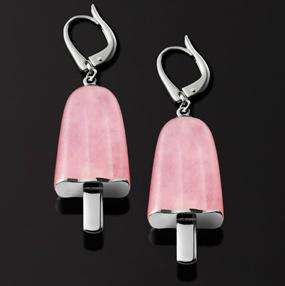 AMBROSINI JEWELS -  ORECCHINI ARGENTO 925Â°  ghiacciolo finitura bianca pietra rosa medi (21x14...