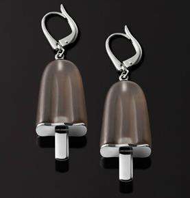 AMBROSINI JEWELS -  ORECCHINI ARGENTO 925Â°  ghiacciolo finitura bianca pietra marrone medi (21...