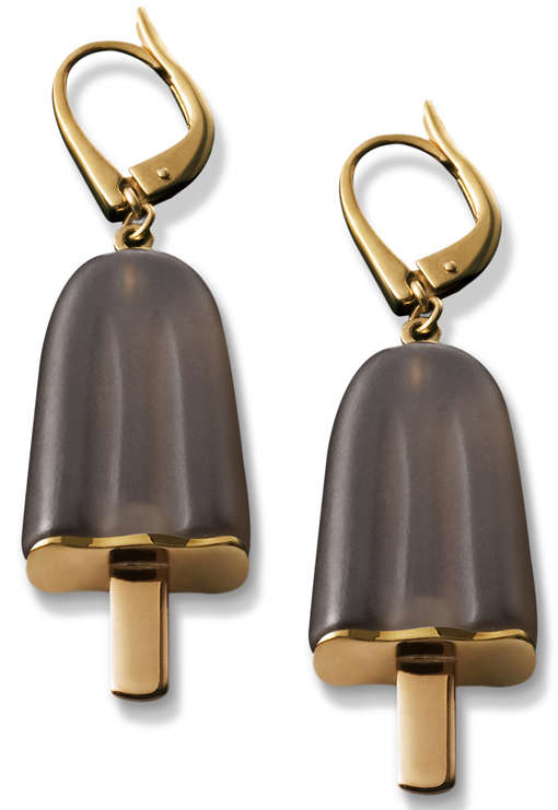 AMBROSINI JEWELS -  ORECCHINI ARGENTO 925Â°  ghiacciolo finitura rosÃ© pietra marrone medi (2...
