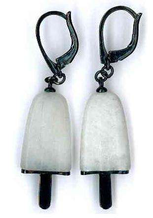 AMBROSINI JEWELS -  ORECCHINI ARGENTO 925Â°  ghiacciolo finitura brunita pietra bianca medi (21...