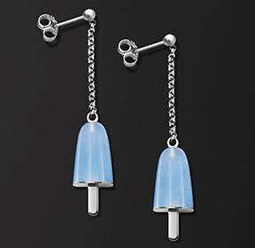 AMBROSINI JEWELS -  ORECCHINI ARGENTO 925Â°  ghiacciolo finitura bianca pietra azzurra piccoli ...