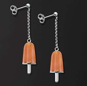 AMBROSINI JEWELS -  ORECCHINI ARGENTO 925Â°  ghiacciolo finitura bianca pietra arancio piccoli ...