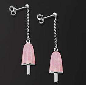 AMBROSINI JEWELS -  ORECCHINI ARGENTO 925Â°  ghiacciolo finitura bianca pietra rosa piccoli (14...