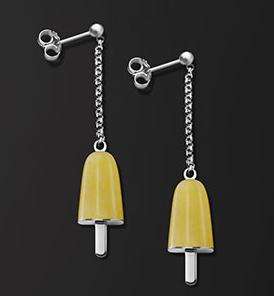 AMBROSINI JEWELS -  ORECCHINI ARGENTO 925Â°  ghiacciolo finitura bianca pietra gialla piccoli (...