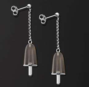 AMBROSINI JEWELS -  ORECCHINI ARGENTO 925Â°  ghiacciolo finitura bianca pietra marrone piccoli ...