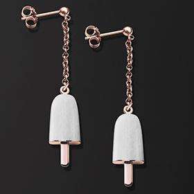 AMBROSINI JEWELS -  ORECCHINI ARGENTO 925Â°  ghiacciolo finitura rosÃ© pietra bianca piccoli ...