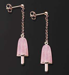AMBROSINI JEWELS -  ORECCHINI ARGENTO 925Â°  ghiacciolo finitura rosÃ© pietra rosa piccoli (1...