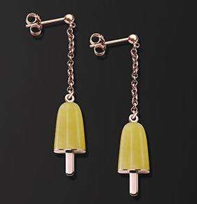 AMBROSINI JEWELS -  ORECCHINI ARGENTO 925Â°  ghiacciolo finitura rosÃ© pietra gialla piccoli ...