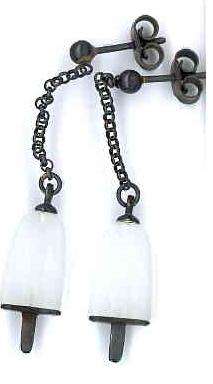 AMBROSINI JEWELS -  ORECCHINI ARGENTO 925Â°  ghiacciolo finitura brunita pietra bianca piccoli ...