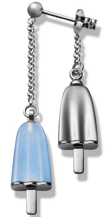 AMBROSINI JEWELS -  ORECCHINI doppi ARGENTO 925Â° ghiacciolo finitura bianca pietra azzurra (OG...
