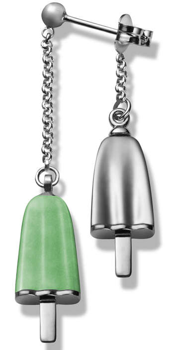 AMBROSINI JEWELS -  ORECCHINI doppi ARGENTO 925Â° ghiacciolo finitura bianca pietra verde (OGD ...