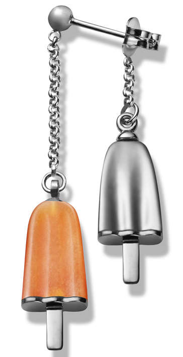 AMBROSINI JEWELS -  ORECCHINI doppi ARGENTO 925Â° ghiacciolo finitura bianca pietra arancio (OG...