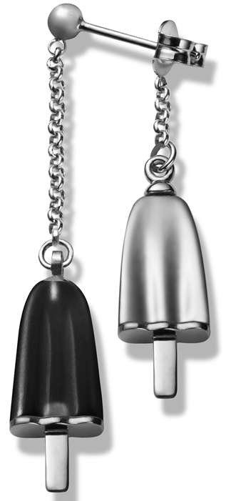 AMBROSINI JEWELS -  ORECCHINI doppi ARGENTO 925Â° ghiacciolo finitura bianca pietra nera (OGD 0...