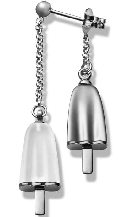 AMBROSINI JEWELS -  ORECCHINI doppi ARGENTO 925Â° ghiacciolo finitura bianca pietra ghiaccio (O...