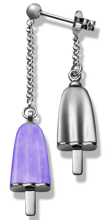 AMBROSINI JEWELS -  ORECCHINI doppi ARGENTO 925Â° ghiacciolo finitura bianca pietra viola (OGD ...