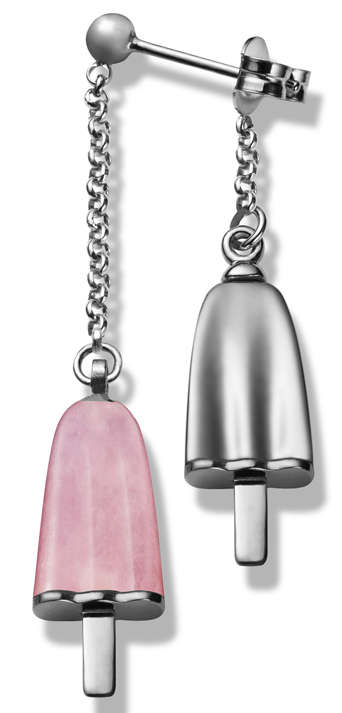 AMBROSINI JEWELS -  ORECCHINI doppi ARGENTO 925Â° ghiacciolo finitura bianca pietra rosa (OGD 0...