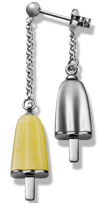 AMBROSINI JEWELS -  ORECCHINI doppi ARGENTO 925Â° ghiacciolo finitura bianca pietra gialla (OGD...