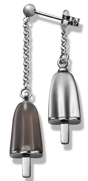 AMBROSINI JEWELS -  ORECCHINI doppi ARGENTO 925Â° ghiacciolo finitura bianca pietra marrone (OG...