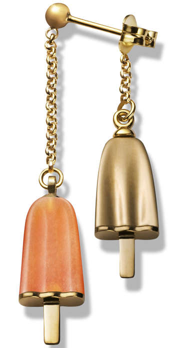 AMBROSINI JEWELS -  ORECCHINI doppi ARGENTO 925Â° ghiacciolo finitura rosÃ© pietra arancio (O...