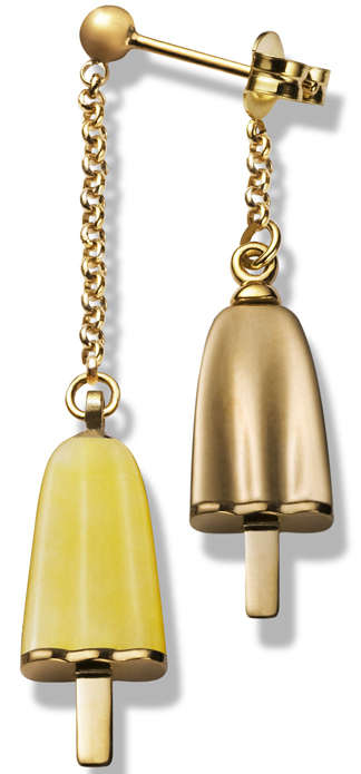 AMBROSINI JEWELS -  ORECCHINI doppi ARGENTO 925Â° ghiacciolo finitura rosÃ© pietra gialla (OG...