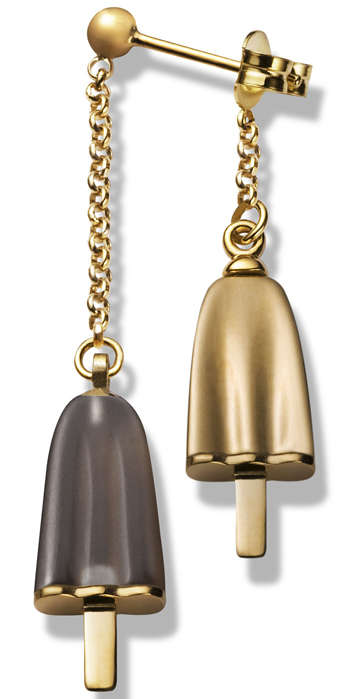 AMBROSINI JEWELS -  ORECCHINI doppi ARGENTO 925Â° ghiacciolo finitura rosÃ© pietra marrone (O...
